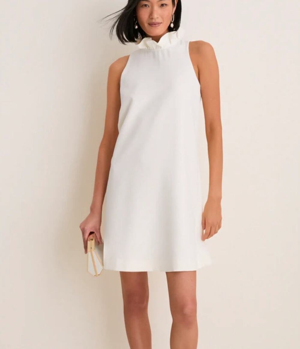 Tuckernuck White Blythe Ruffle High Neck Dress NWT Size XS